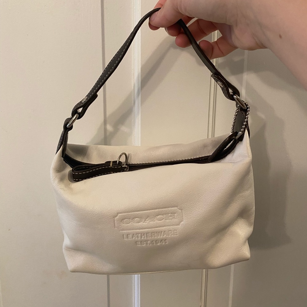 Small cream and brown Coach bag